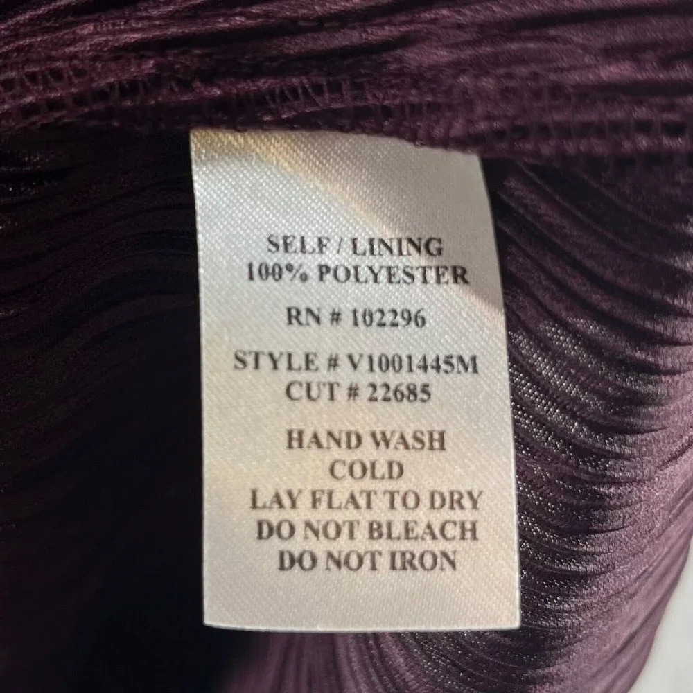 Dressbarn Dress Size 8 Shift Midi Pleated Layered Short Sleeve Pullover Purple - Picture 8 of 12